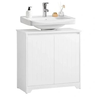 Immagine di SoBuy Mobile sottolavabo bagno Base per lavabo a terra con 2 Ante Bianco 60x30x60cm BZR108 II W