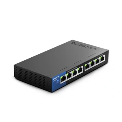 Immagine di Linksys LGS108 EU Switch di rete Gigabit non gestito a 8 porte, hub Ethernet per casa e ufficio con chassis in metallo, montaggio parete o su scrivania, sdoppiatore Ethernet, plug and play