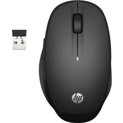 Immagine di HP Mouse 300 Dual Mode Wireless 2,4ghz, Sensore Ottico da 1200 DPI, Bluetooth, Collegamento fino a 2 PC contemporanemanete, Pulsanti, Rotella di Scorrimento, Adattatore USB, Smart Tv, Nero
