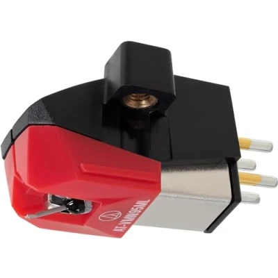 Immagine di Audio Technica AT VM95ML Dual Moving Magnet Cartridge with Microlinear Stylus (Black/Red)