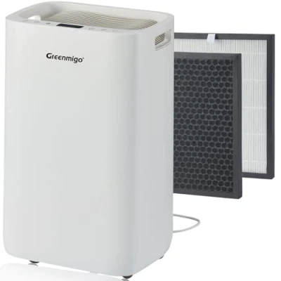 Immagine di Greenmigo Deumidificatore e purificatore d&#039;Aria 20L,Fino a 65 m2,Display Digitale,Scarico Continuo,Serbatoio Estraibile 4.5 Litri,Timer 24 Ore,Ionizzatore,Filtro HEPA Carbone Attivo 2in1(ALPHA Q20)