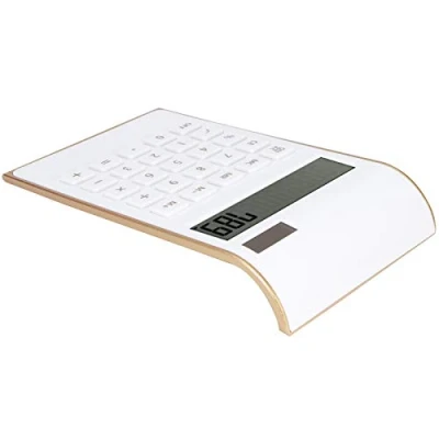 Immagine di Calcolatrice, 10 Cifre Calcolatrice a Pulsanti Grandi Solare da Tavolo con Ampio Display LCD Pulsante Sensibile per L&#039;ufficio Domestico(bianco)