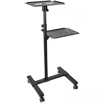 Immagine di StarTech.com Supporto per proiettore e laptop, Carrello portatile videoproiettore resistente (2 ripiani, capacità 10kg), regolabile in altezza con ruote bloccabili (ADJPROJCART)