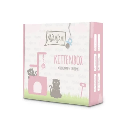Immagine di MjAMjAM Cibo umido premium per gatti, Kittenbox 3 Pollo con olio di salmone, vitello, confezione da 6 (6 x 200 g), senza cereali carne extra