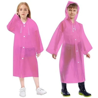 Immagine di Vicloon 2Pcs Impermeabile per Bambini, Poncho da Pioggia Giacca con Cappuccio, Riutilizzabile Addensare Eva Ragazzi Ragazze