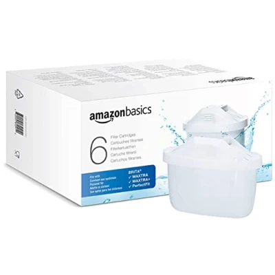 Immagine di Amazon Basics Filtri per acqua, adatto e compatibile con tutte le caraffe BRITA, incluse PerfectFit, confezione da 6