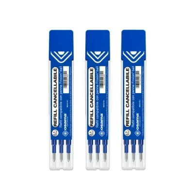 Immagine di OSAMA Ricarica Penne Cancellabili per Scuola Elementare, Medie, Superiori, Kit 9 Pezzi a Sfera, 0.7 mm Refill Gel Compatibile con Frixion Ball Ricariche Penna Cancellabile, Blu
