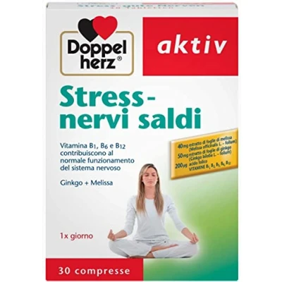 Immagine di Stress Nervi saldi Ginkgo biloba e Melissa 30 Mini compresse Integratore Memoria con Vitamina B1 + B6 B12 contro Stanchezza Mentale Doppelherz