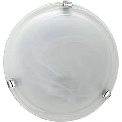 Immagine di EGLO Salome lampada da soffitto classica, soggiorno in metallo e vetro alabastro, cucina colore cromato, bianco, corridoio con attacco E27, diametro 30 cm
