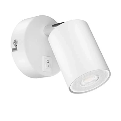 Immagine di ledscom.de Spot da parete WAIKA, luce singola, con interruttore, GU10, bianco opaco, incl. lampada LED GU10 468lm, caldo