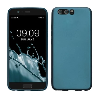 Immagine di kwmobile Custodia Compatibile con Huawei P10 Cover Back Case Morbida Protezione in Silicone TPU Effetto Metallizzato blu caraibi metalizzato
