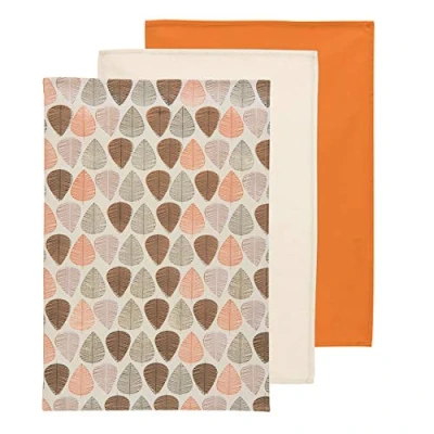 Immagine di Premier Housewares Set di 3 Strofinacci con Foglie Arancioni, Cotone
