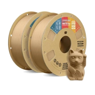 Immagine di OVERTURE Filamento Matte PLA 1.75mm, 2kg Bobina (4.4lbs) Opaco Filamenti per Stampante 3D, Neatly Wound Precisione Dimensionale +/ 0.02 mm, Light Brown*2