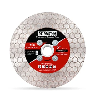 Immagine di DT DIATOOL piastrelle diamantate da 125 mm con flangia M14 per in porcellana, ceramica, piastrelle, marmo, pietra artificiale, taglio e lama diamantata