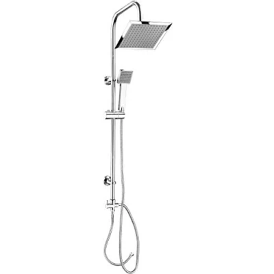 Immagine di Cornat SA330103 Werkzeyt Sistema Carballo, Cromato, soffione angolare e doccetta con 1 Getto ciascuno, Funzione anticalcare, Set Completo Doccia Tubo Montante