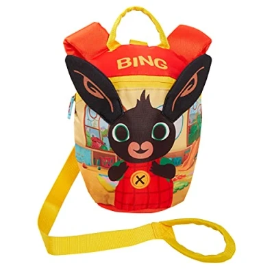 Immagine di Bing Zaino con orecchie 3D da coniglietto e redini, imbracatura di sicurezza rimovibile, per bambini, Giallo, Taglia unica