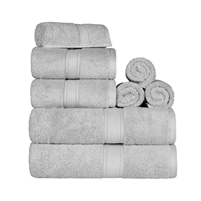 Immagine di Superior Set di 8 asciugamani in cotone egiziano, 33 x cm, 50,8 76,2 da bagno 139,7 800 g/m², pezzi, argento