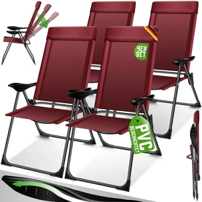 Immagine di KESSER® Set di 2 sedie da Giardino, Sedia Pieghevole in Alluminio con Schienale Alto Regolabile 7 direzioni braccioli, Balcone, Campeggio Traspirante