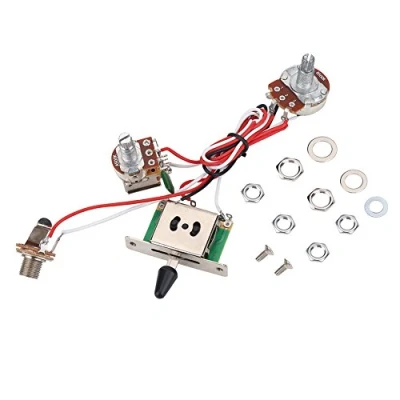 Immagine di Kit Pre cablato Cablaggio Chitarra Volume Tono Interruttore di 3 Modi 500K con Base da 0.94 Pollici