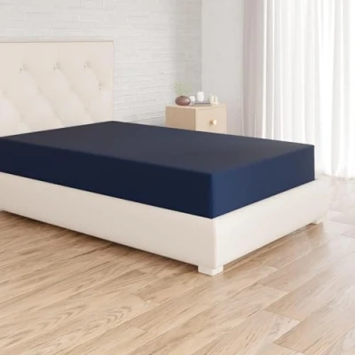 Immagine di Amazon Basics Lenzuolo con angoli in microfibra, 90 x 190 30 cm, Blu Scuro