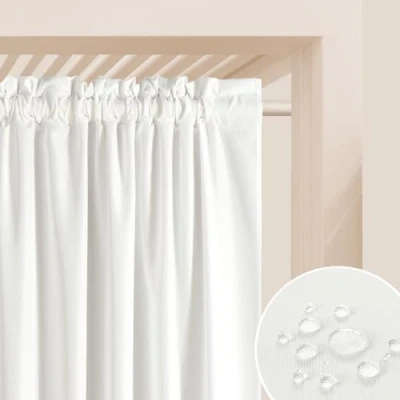 Immagine di ROOM99 Tenda per esterni con nastro arricciato, 155 x 220 cm di larghezza altezza esterni, resistente alle intemperie, impermeabile, protezione solare, da giardino, antivento, ecru