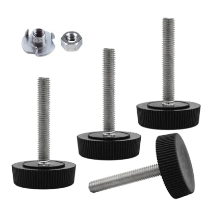 Immagine di SKIR&#039;CO 4 piedini di livellamento per mobili, M5 x 30 mm, gambe rotonde regolabili, diametro 25 piedino livellatore filettatura (dadi inclusi)