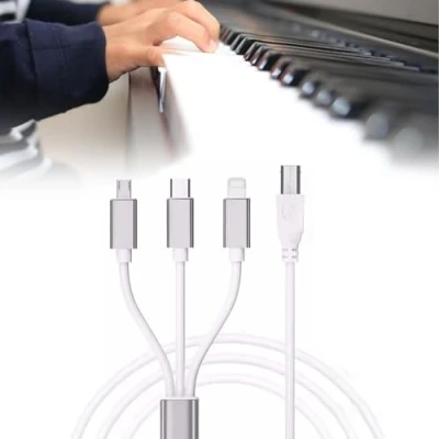 Immagine di cavo midi USB C a B 3 in 1: OTG da tipo per stampante iPhone, iOS, controller strumento musicale elettronico audio interfaccia tastiera (bianco)
