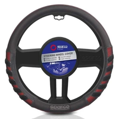 Immagine di SPARCO S101 INTL SPCS101RD Coprivolante nero/rosso 37 38cm PVC elastico
