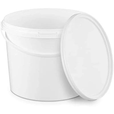 Immagine di BenBow Secchio con coperchio 3l bianco 20x 3 litri sicuro per gli alimenti, stabile, ermetico, a prova di perdite, inodore contenitore plastica, manico vuoto