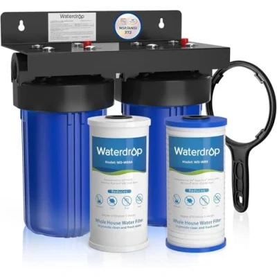 Immagine di Waterdrop Sistema di Filtraggio dell&#039;Acqua per Tutta la Casa, con Filtro a Carbone e Sedimenti, 5 Stadi, Riduzione Piombo, Cloro, Odori Sapori, Micron WD WHF21 PG