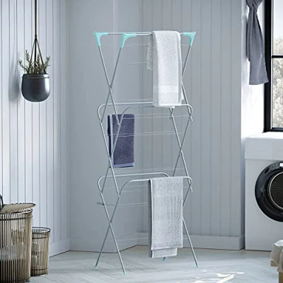 Immagine di Home Vida 3 Ripiani, Stendibiancheria per Interni ed Esterni, 14 Metri, Argento, Metallo, 135 x 65 51 cm Circa