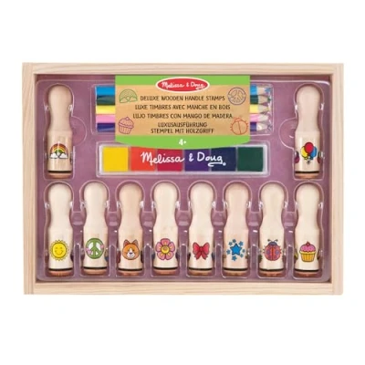 Immagine di Melissa &amp; Doug Timbri con Manico in Legno, Set e Stampini per Bambini, Attività creative, Emoji multicolore, Regalo Bambini Bambine di 3 4 5 6 7 anni