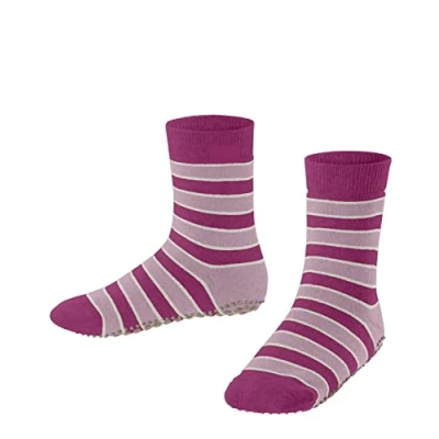 Immagine di FALKE Simple Stripes K Hp cotone con suola in gomma 1 paio, Calze da casa Unisex Bambini, Rosa Gloss 8550, 23/26 EU
