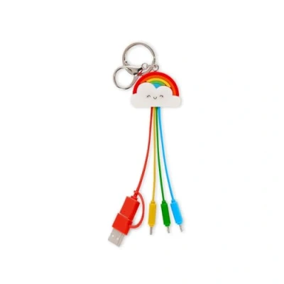 Immagine di Legami Cavo di Ricarica Multiplo Link Up, Tema Rainbow, con Portachiave, 4 Cavi Ricarica, USB, Tipo C, Micro Lightning, Adattatore USB rivestito in TPE