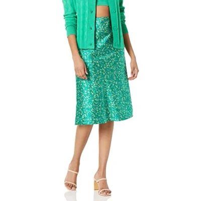 Immagine di The Drop Maya, Gonna Sottoveste, Effetto Seta da Donna, 4X Plus, Verde Ditsy Floreale