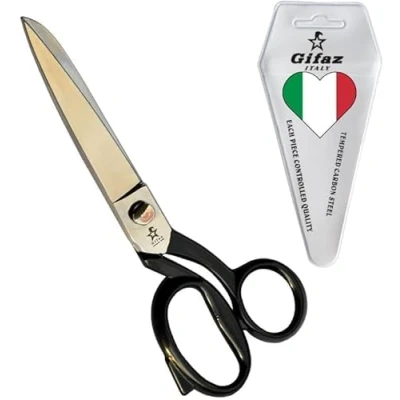 Immagine di GIFAZ Forbici da Sarta Professionali 23,50 cm e di Precisione TAGLIATUTTO in Acciaio al Carbonio Verniciate Resistenti ed Affilate per Taglio Sartoria Ultra Resistente Made Italy