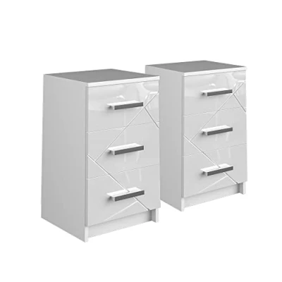Immagine di Vicco comodini camera da letto Irma, Bianco lucido, 37.6 x 66 cm Set di 2