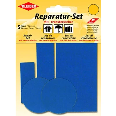 Immagine di Kleiber Set di Toppe autoadesive per riparazioni Abiti in Nylon, 5 Pezzi, Blu