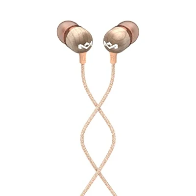 Immagine di House of Marley Jamaica Cuffie in Ear, Auricolari con Filo, Microfono Incorporato, Isolamento Acustico, Cuscinetto da 9.2 mm, 2 Misure Silicone, Cavi Antigroviglio, Materiale Riciclato, Rame