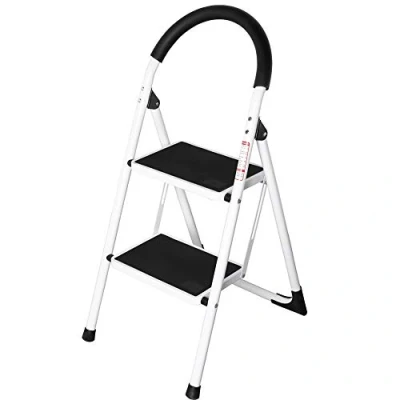 Immagine di Bakaji Scala Scaletta Pieghevole Salvaspazio con Gradini Antiscivolo e Maniglione di Sicurezza Sgabello Scaletto Struttura in Acciaio Rivestimento Gomma Portata massima 150kg (2 Gradini)