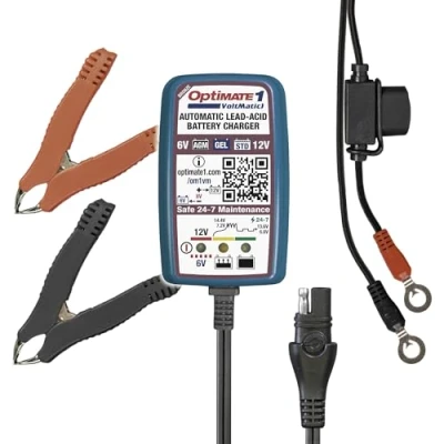 Immagine di OptiMate TecMate 1 VoltMatic, TM400a, Serie Bronze: Caricatore e mantenitore di Carica a 4 Fasi per batterie da 6V/12V 0.6A