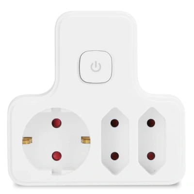 Immagine di Aigostar Presa Doppia,Presa Multipla con Interruttore ed Protezione Bambini,Adattatore 2 Prese Standard Francese (3 Interruttore)