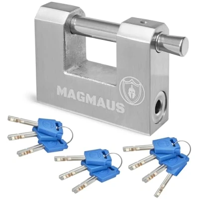 Immagine di Magmaus® RTX/70 [Anti Ruggine] Lucchetti da esterno [Alta sicurezza] [Acciaio inox] Resistenti per container, rimesse, cancelli, garage