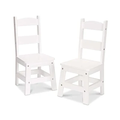 Immagine di Melissa &amp; Doug Set 2 Sedie Bianche per Bambini in Legno Arredo Cameretta Bambino 3+ Regalo Bambine e