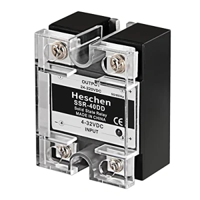 Immagine di Heschen Relè a stato solido CC/CC monofase, SSR 40DD, ingresso 4 32VCC, uscita 24 220VCC, 40A 50 60Hz
