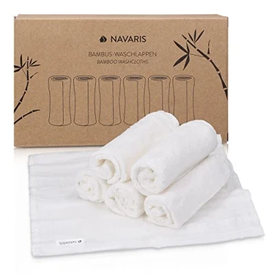 Immagine di Navaris Mini Asciugamani in Viscosa di Bambù 25 x cm Set 6x Asciugamano Neonato e Cura Viso Bambini Salviette Tessuto Lavabili 30C Bianco