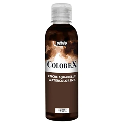 Immagine di Pébéo Inchiostro Colorex 250 ML Seppia Acquerello Marrone Rendering Velouté Disegno Multiutensile Tutti i Supporti
