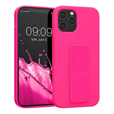 Immagine di kwmobile 1x Custodia Compatibile con Apple iPhone 12 / PRO Cover Supporto Dita Back Case per Smartphone Protezione Gommata Rosa Shocking