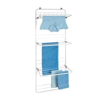 Immagine di WENKO Stendibiancheria per porta, stendino da appendere con 6 ganci integrati e 3 elementi stendiabiti apribili regolabili in continuo, metallo/ABS, 51 x 142 41 cm