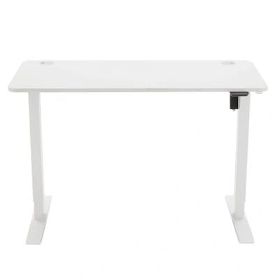 Immagine di Amazon Basics Rettangolare Scrivania per computer ad altezza regolabile elettrica, base e piano tavolo, 120 x 60 cm, Bianco (In precedenza marchio Movian)